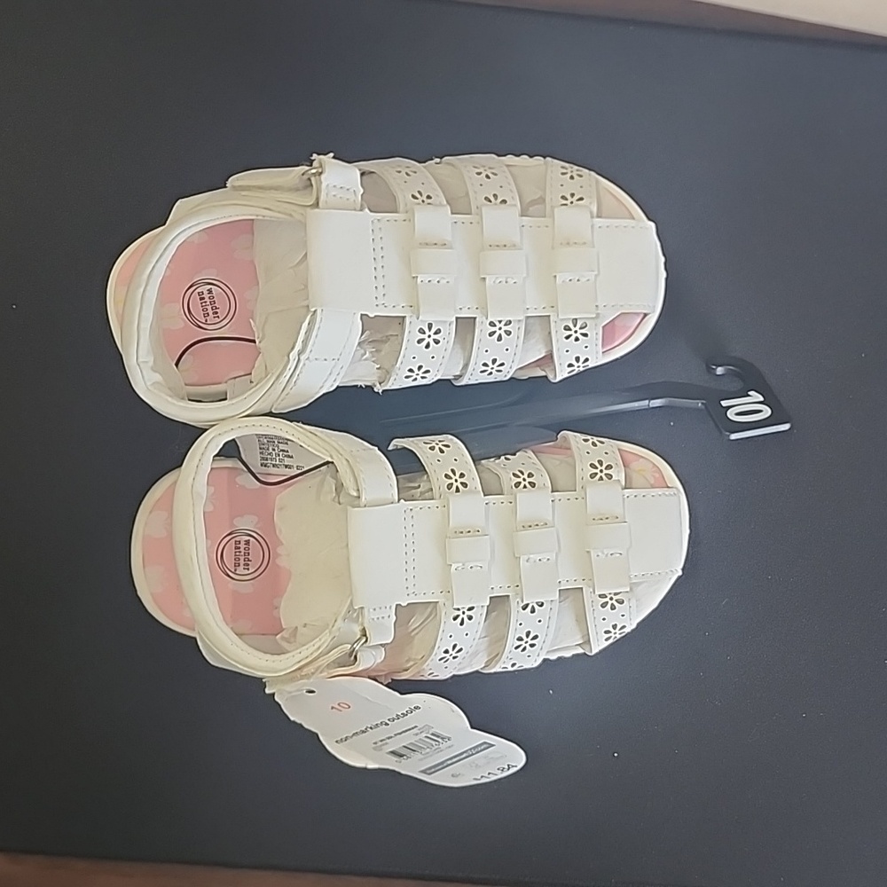 Wonder Nation little girl size 10 white sandals. Easter dress shoes
